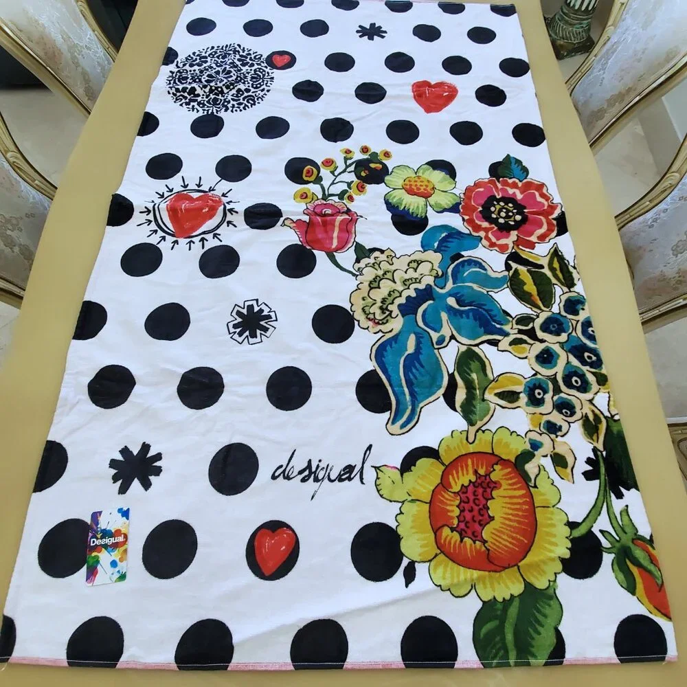 Desigual Botanical Floral Polka Dot Beach Bath Towel - New